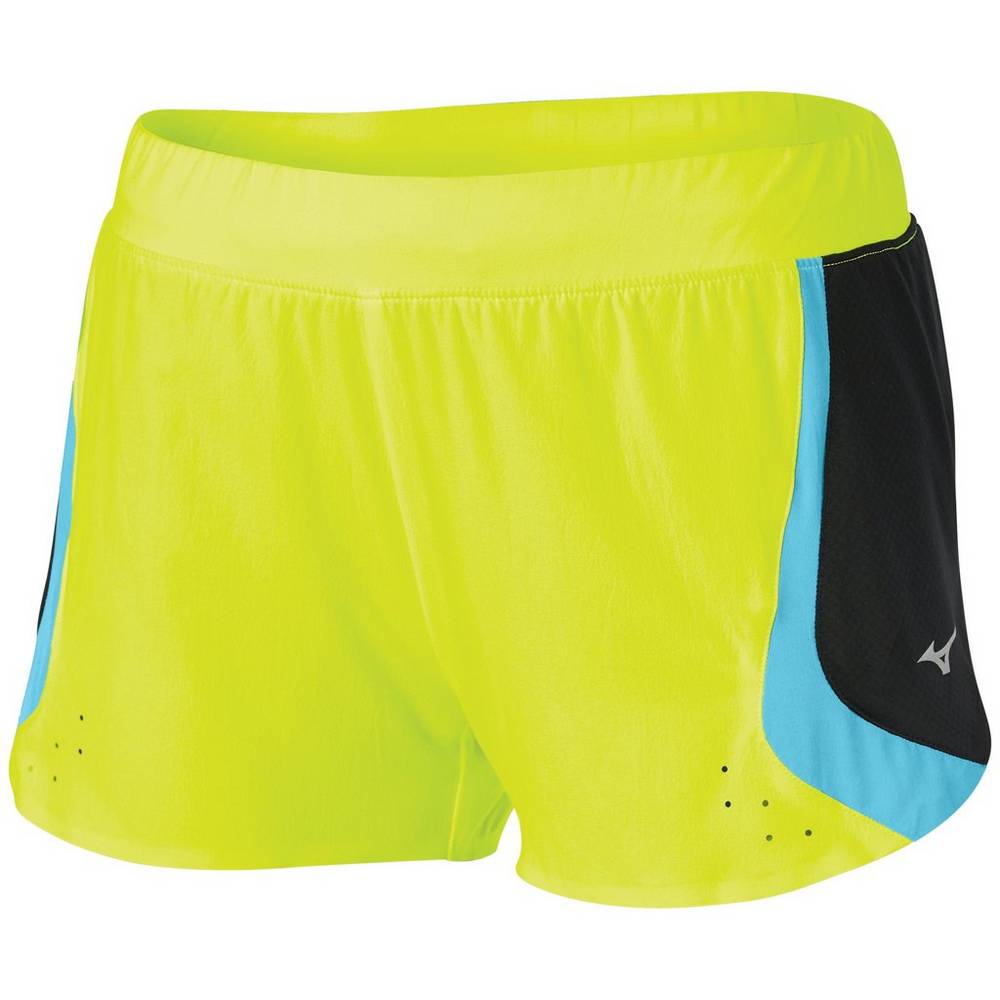 Pantaloncini Mizuno Aero 2.5" Donna - Gialle/Blu Verde Acqua - 38512-CHKD